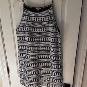 Max Studio Womens XL Crochet Knit Shift Dress Sleeveless Square Neck